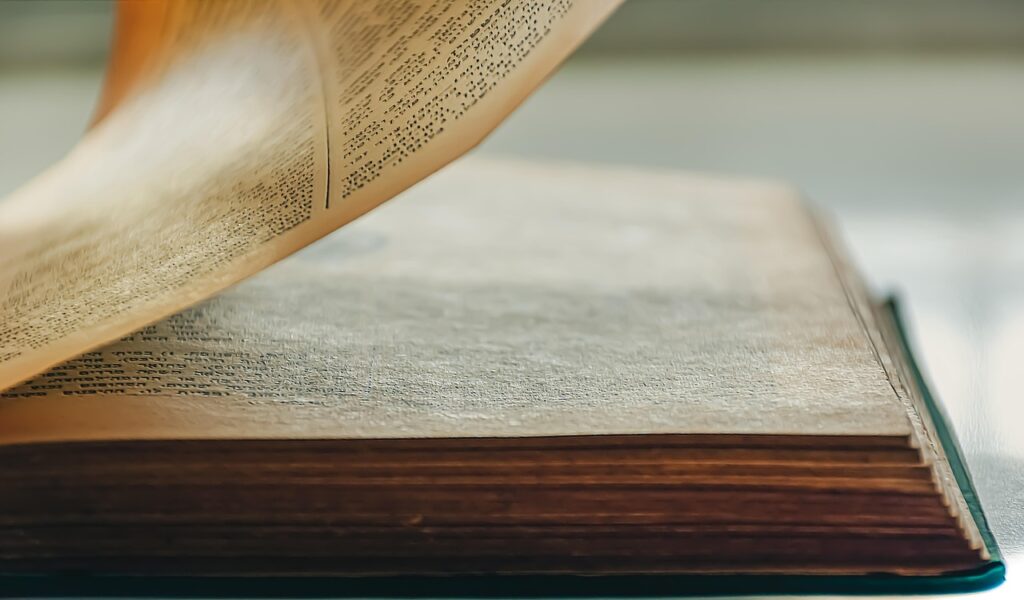 Open historical fiction book.