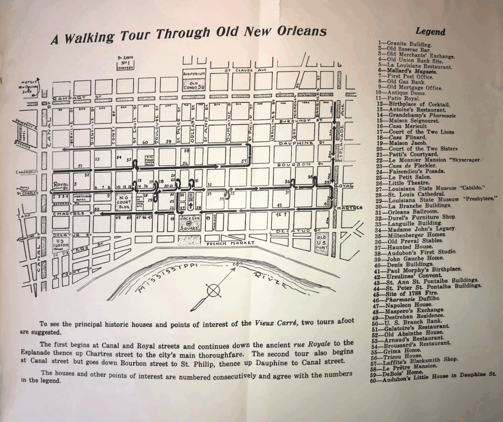 Image of sight-seeing map for New Orleans.