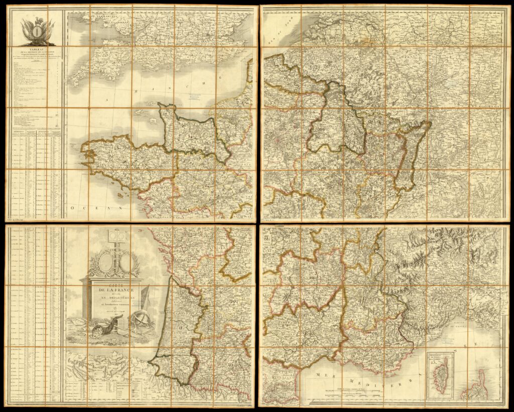 Map of 1806 France with districts established in the French Revolution.